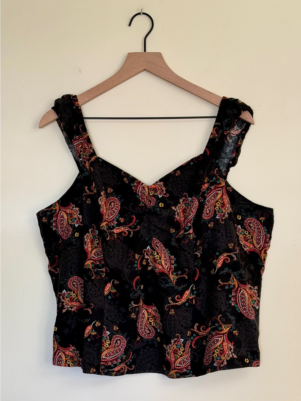Torrid Challis Smocked Top Paisley Dance Deep Black, Size 2X